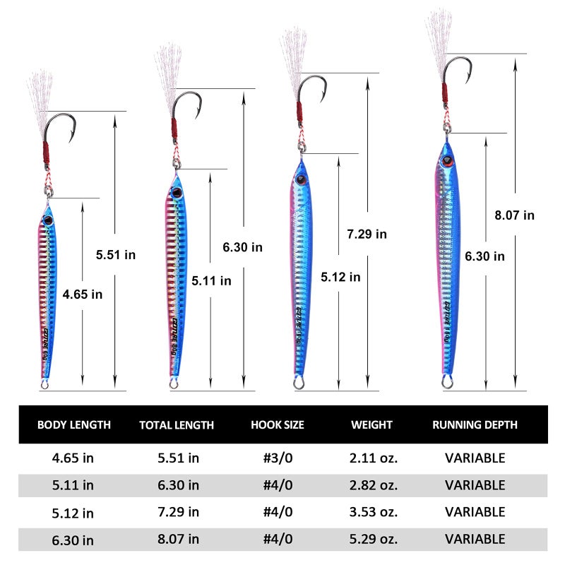 Goture Vertical Jigs 60-150g with Assist Hook, Glow Fishing Jig Saltwater, Speed Fast Fall Lead Jigs, Deep Sea Fishing Lures Jigging Spoon Lures for Tuna Kingfish Grouper Snapper Striper Salmon - Image 5